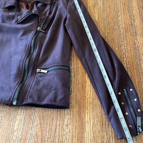 Kut From The Cloth Faux Suede Moto Jacket Maroon Size Medium - Picture 10 of 10